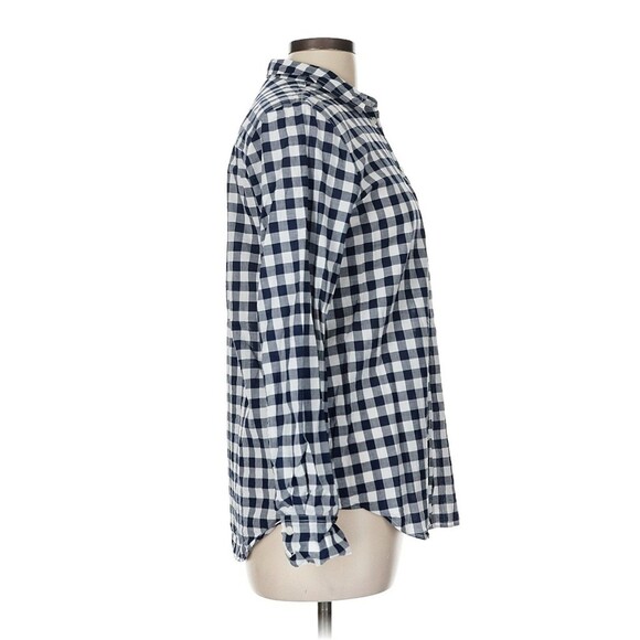 J. CREW Gingham Button Down Shirt Cotton Shirt Navy White Sz XS - Picture 3 of 9